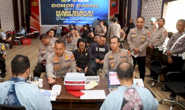 Peringati-May-Day,-Polres-Kediri-Kota-Gelar-Donor-Darah-Bersama-Serikat-Pekerja