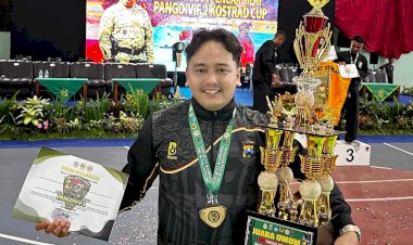 Personel-Polres-Lamongan,-Bripda-Sholeh-Maulana,-Raih-Medali-Emas-di-Pencak-Silat-Pangdivif-2-Cup-2025